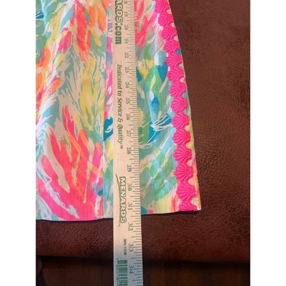 Lilly Pulitzer Shift Dress 0 Pink Blue Abstract Floral Shell Trim Sleeveless - Picture 5 of 6